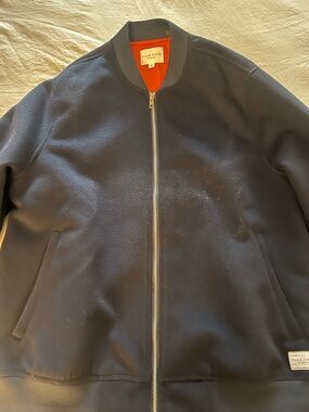 Five Four Navy Bomber Jacket with Orange Interior Trim